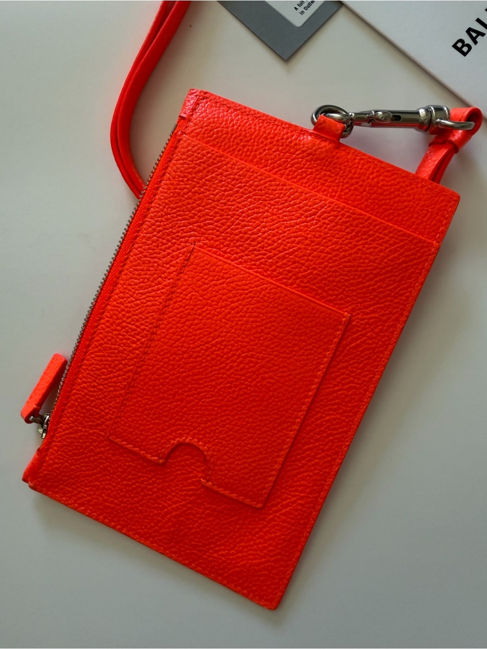 Balenciaga Neon Orange Zip Pouch with Wrist Strap - Picture 5 of 9